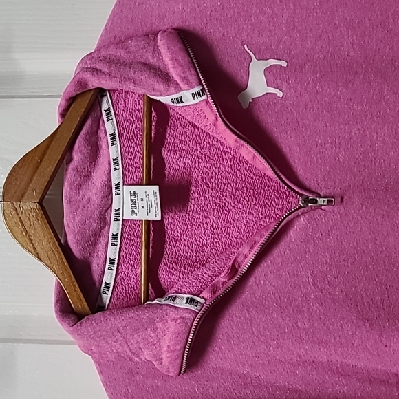 Victorias Secret PINK BARBIE CORE HOT PINK DOG Half Zip Sweatshirt M ACADEMIA - Picture 5 of 7